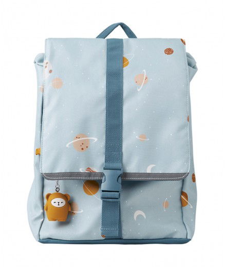 Sac à dos pour enfant avec des motifs sur le thème de l'espace. Adapté pour l'école primaire.