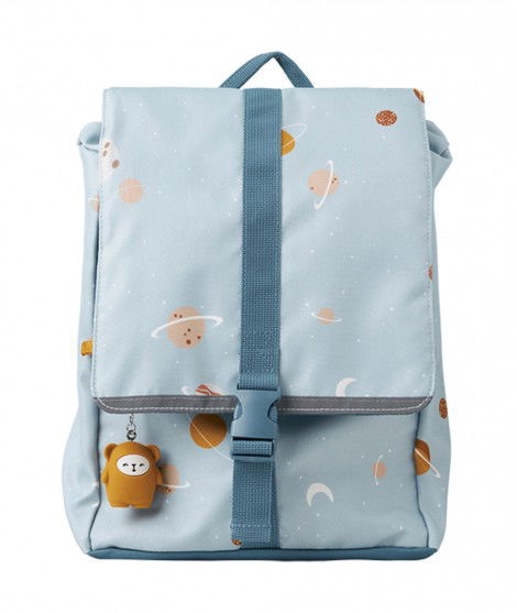 Sac à dos pour enfant avec des motifs sur le thème de l'espace. Adapté pour l'école primaire.