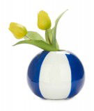 Vase en céramique en forme de ballon de plage bleu et blanc