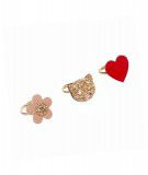 Set de 3 bagues pour enfant Chat coeur et fleur de la marque Rockahula.