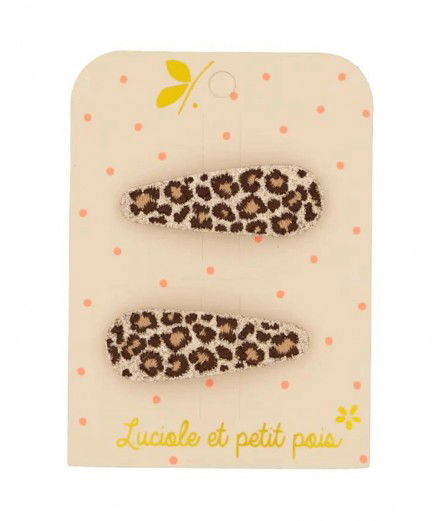 Set de deux barrettes Léopard. De la marque pour enfant, Luciole et Petit Pois.