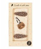 Coffret de trois barrettes Léopard et chat. De la marque pour enfant, Luciole et Petit Pois.