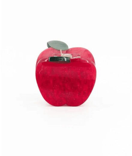 Petite pince à cheveux en forme de Pomme Rouge à paillettes. De la marque Luciole et Petit Pois.