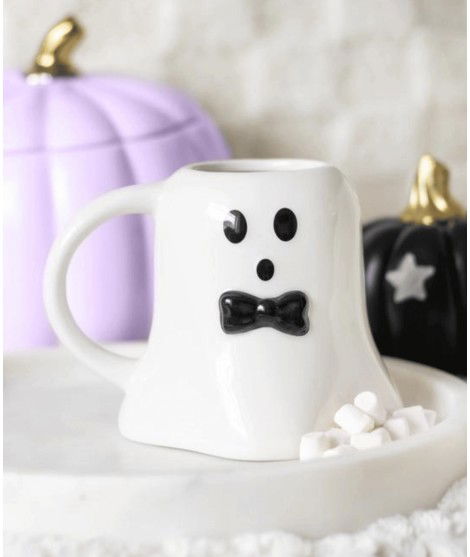 Mug en porcelaine Halloween Mr Boo en forme de fantôme.