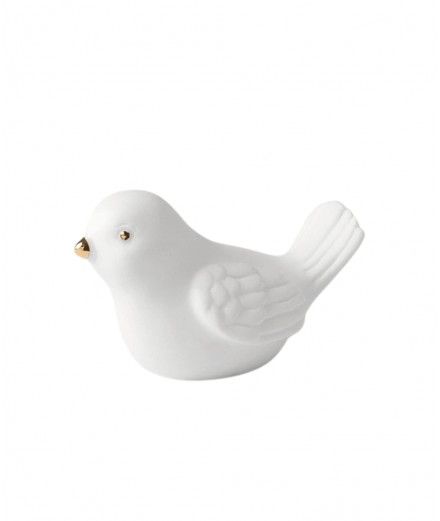 Petit oiseau en céramique blanche réalisé par la marque de décoration Räder.