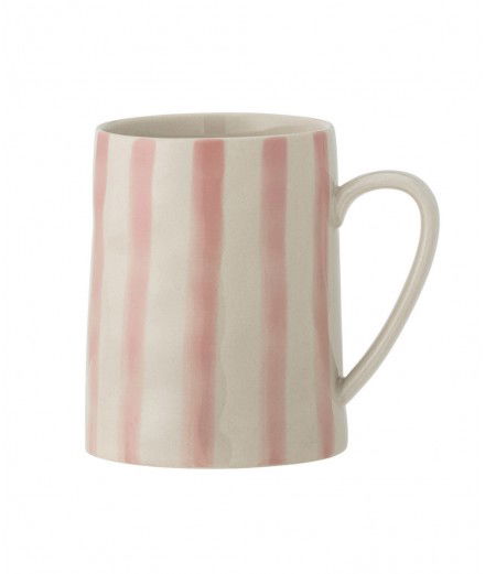 Mug en grès Begonia avec des rayures Rose de la marque Bloomingville.