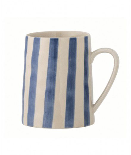 Mug en grès Begonia avec un motif rayé Bleu. De la marque Bloomingville.