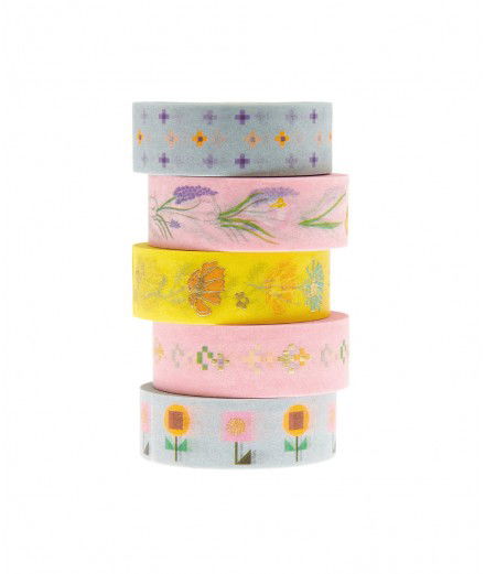 Set 5 masking tapes Futschikato Florale FSC de la marque Rico Design