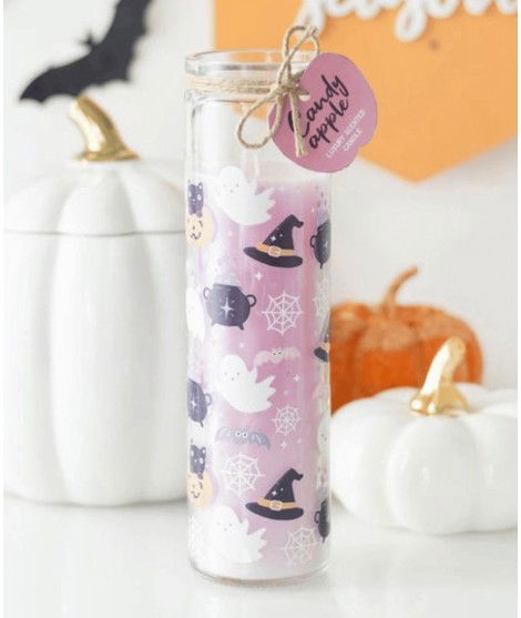 Bougie Tube Halloween pastel senteur pomme sucrée.