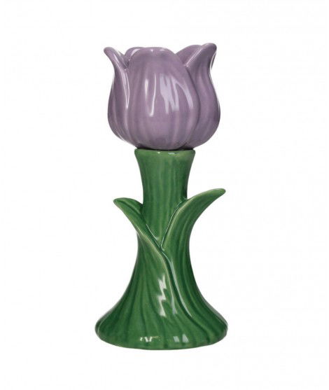 Vase soliflore en porcelaine et en forme de Tulipe Violet