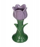 Vase soliflore en porcelaine et en forme de Tulipe Violet