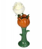 Vase soliflore Tulipe Orange réalisé en porcelaine.