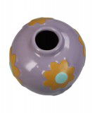 Vase arrondi en dolomite d'une belle couleur violet et présentant des Fleurs en motif.