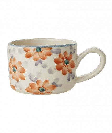 Tasse à cappuccino en céramique modèle Orange Flowers peint à la main des créateurs Rice