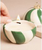 Bougie en porcelaine Boule de Noël Verte.