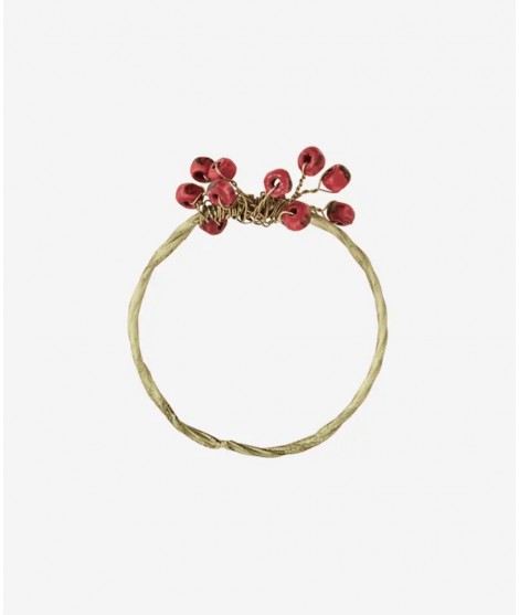 Rond de serviette en laiton et avec des Perles Rouges. Réalisé artisanalement par la marque bohème Madam Stoltz.