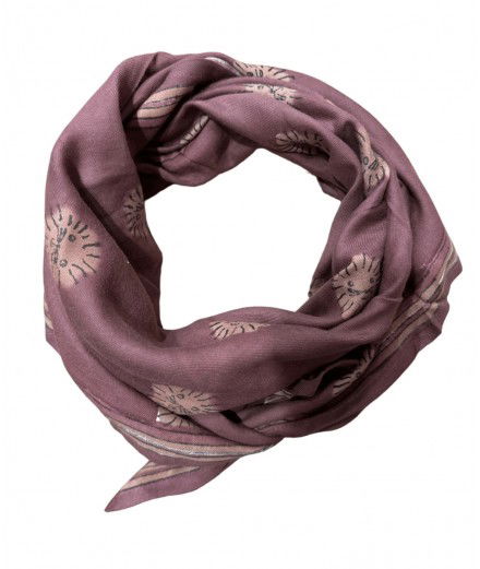 Grand foulard Lion Prune de la marque française Maison Augustin.