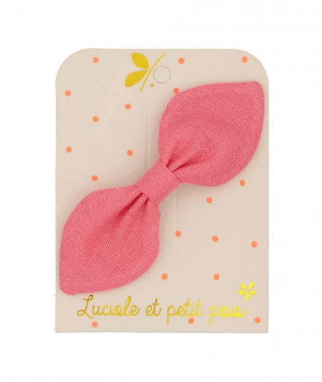 Barrette noeud lapin Rose bonbon de la marque française Luciole et Petit Pois.