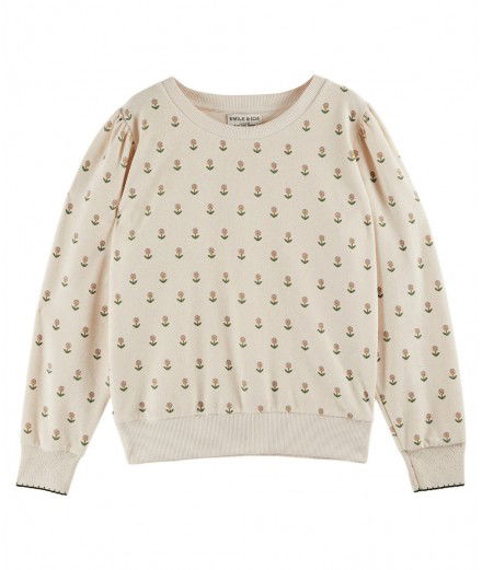 Sweatshirt Bela en tissu éponge et avec des motifs en forme de petites fleurs. De la marque française Emile & Ida