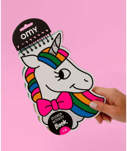 Carnet d'activités Stickers Licorne Lily de la marque française OMY. Adapté pour les enfants à partir de 4 ans.