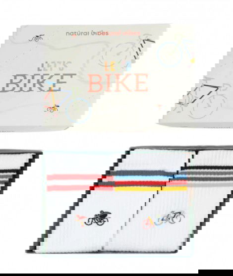 Coffret de deux Chaussettes pour Homme sur le thème du Vélo Let's Bike de la marque Natural Vibes
