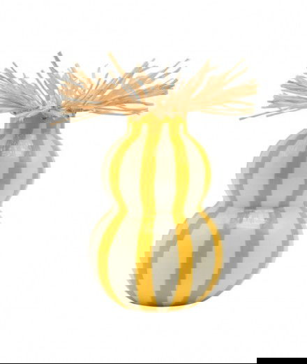 Vase en céramique et en raphia Esparanza Jaune et blanc de la marque Que Rico