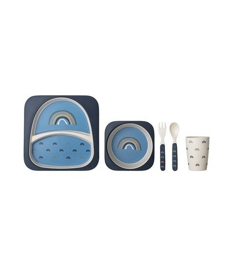 Set de vaisselle en bambou Arc-en-ciel - Bleu
