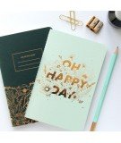 Carnet "Oh Happy Day" - Vert et bronze