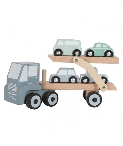 Camion transporteur en bois de la marque de jouets pour enfant Little Dutch.